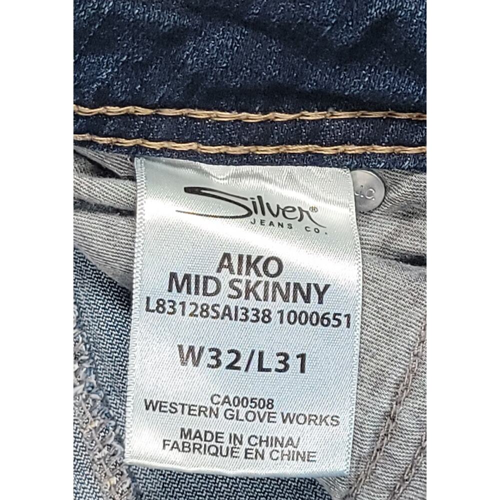 Silver Jeans Aiko Women's Skinny Leg Embroidered Blue Fluid Denim Jeans 35x30.5 - Picture 9 of 12